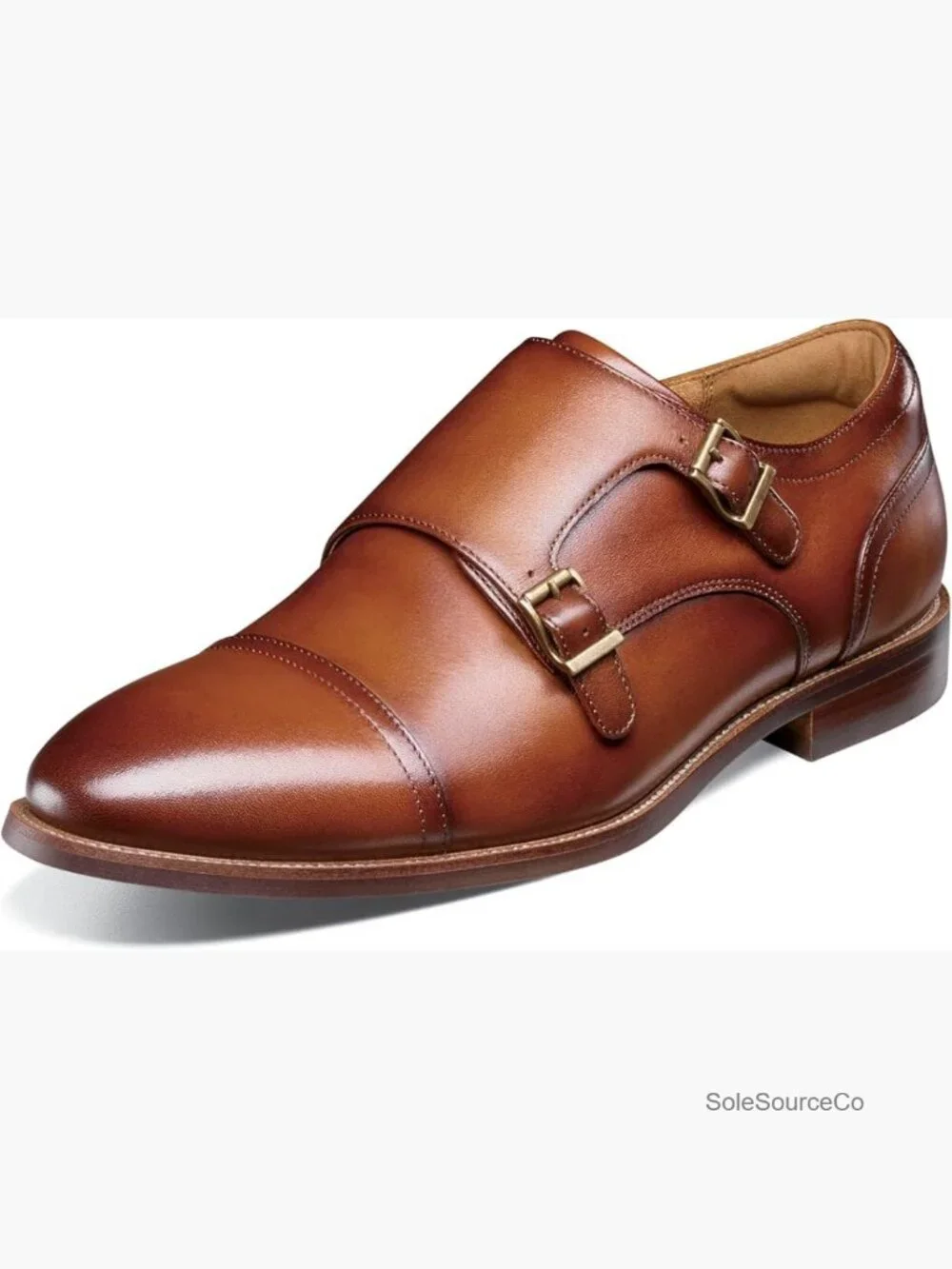 Cap Toe Double Monk Oxfords with Cushioned Insole